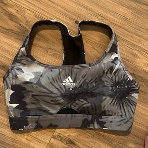 Adidas Women's Black and White Patterned Sports Bra